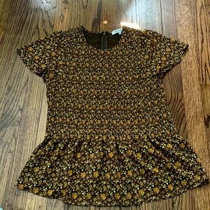 Autumn floral chiffon peplum top